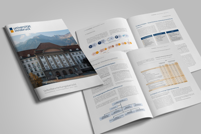 Layout Broschüre Selbstbeurteilungsbericht für die Universität Innsbruck